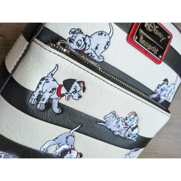 Loungefly Disney 101 Dalmatians Dog Striped Mini Backpack Black White Red - Picture 5 of 11